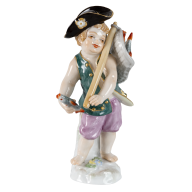 Costumed Cupid Fisherman, Coloured with gold