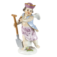 Costumed Cupid Male gardener, Coloured with gold