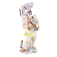 Costumed Cupid Boy with Bagpipes, Coloured with gold