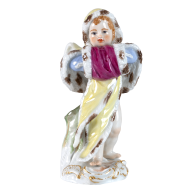 Costumed Cupid Girl with Muff, Coloured with gold