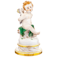 Cupid with handsbound, Coloured with gold, H 19 cm