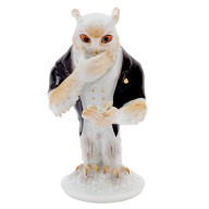 Owl Mr. Know, Colored with gold, H 18 cm