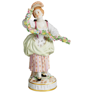 Female Gardener Girl with garland of flowers