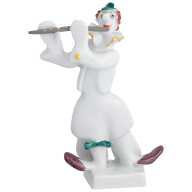 Band of Clowns Clown Playing the Flute, Coloured, with platinum, 8 cm