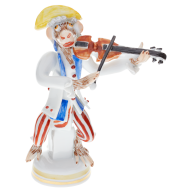 Monkey Orchestra Violinist, Blue and Red decorated, H 11 cm