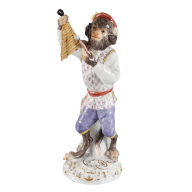 Monkey with xylophone, Coloured with Gold, limited, H 14,5 cm