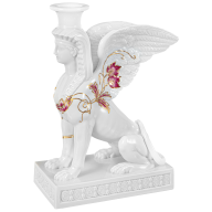 Candlestick Sphinx, Purple and Gold, H 22,5 cm