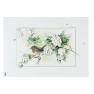 Wall Painting Robin with snowball blossom, lim. 25, 30 x 43 cm
