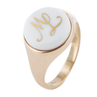 Master-Signet Ring round with monogram (2 letters) in Gold, 925 silver rose plated