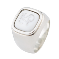 Master-Signet Ring square with monogram (2 letters) in Platinum, 925 sterling silver