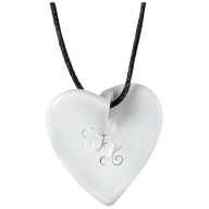 Pendant "Curved heart" with monogram (2 letters) in Platinum, 2,5 x 2,5 cm
