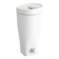 Coffee to go mug with porcelain lid, Shape "nova", Monogram, 2 letters, black, V 0,35 l