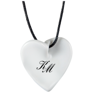 Pendant "Curved heart" with monogram (2 letters) in Black, 2,5 x 2,5 cm