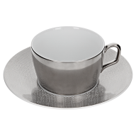 Tea cup & saucer, Shape "MEISSEN® Cosmopolitan", Mesh, platinum, V 0,2 l