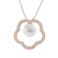 Necklace Royal Blossom Frame, 750 rose gold, 1 porcelain blossom S, 41 Brilliants approx 0,50 carats TW VSI, length 45/42cm