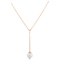 Necklace Pearl Collection Pure White long, 750 rose gold, composed of necklace, length 63 cm, variable eylet at 60 cm and pendant