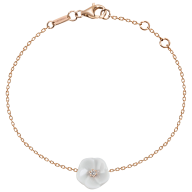 Bracelet Royal Blossom Basic, 750 rose gold, 1 porcelain blossom S with 1 brilliant 0,02 ct, TW, VSI, full cut good, length 19cm