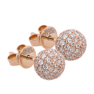 Ear studs Pearl Collection Pavé, 750 rose gold, 2 pearls pavé 8 mm each, 59 brilliants, 0,65 ct, TW/VSI
