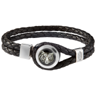 Leather bracelet Tiger, 925 sterling silver