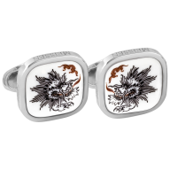Cufflinks Ming Dragon Black, 925 sterling silver