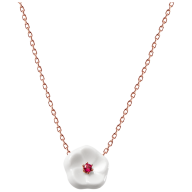 Necklace Royal Blossom Basic Ruby, 750 rose gold, 1 porcelain blossom S with 1 ruby 0,07ct, TW, VSI, full cut good, length 45cm