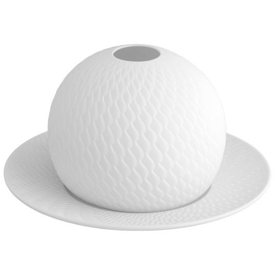 Tealight Holder Wave Relief Biscuit H 8,5 cm, White