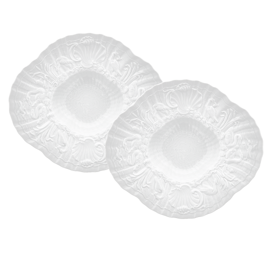 Gourmet Plate Set Swan Service, deep 2 pcs., biscuit