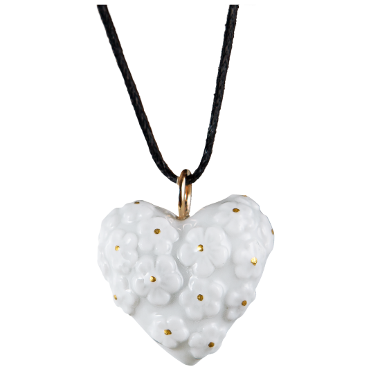Pendant Herz mit Blütenkern 750 rose gold, decorated with gold
