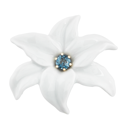 Brooch Bloom Collection 925 silver, rose gold-plated with topaz